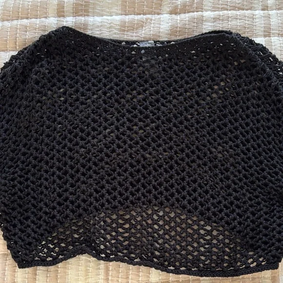 Naked Wardrobe Black Crochet Crop Top - Picture 2 of 3